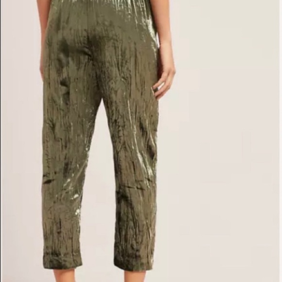 Anthropologie ett:twa Kinley Crushed Velvet Ankle Pants Green Size Small - Picture 2 of 10